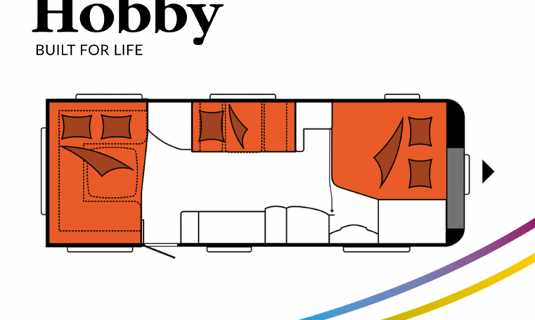 Hobby Excellent 650 UMFe model 2022 Cannenburg Plattegrond slapen bedden