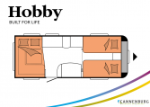 Hobby Prestige 540 UL model 2022 Cannenburg plattegrond slapen bedden