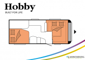 Hobby Prestige 560 FC model 2022 Cannenburg plattegrond slapen bedden