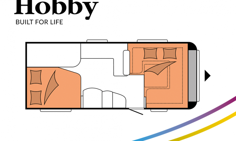 Hobby Prestige 560 FC model 2022 Cannenburg plattegrond slapen bedden