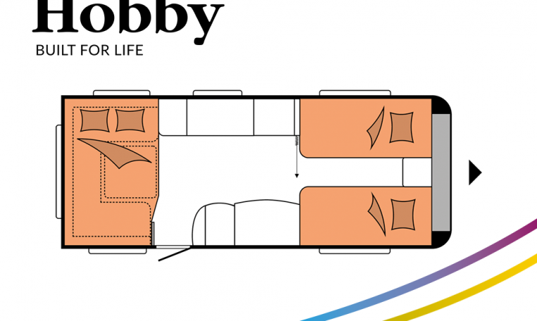 Hobby Prestige 560 UL model 2022 Cannenburg plattegrond bedden slapen