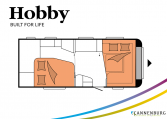 Hobby Prestige 560 WFU model 2022 Cannenburg plattegrond slapen bedden