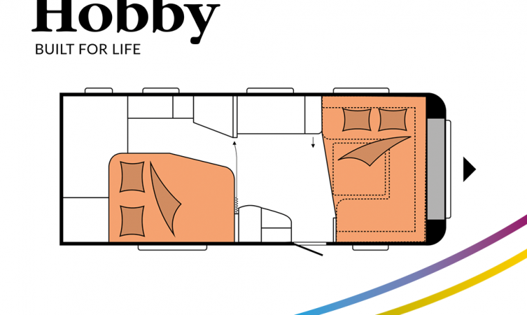 Hobby Prestige 560 WFU model 2022 Cannenburg plattegrond slapen bedden