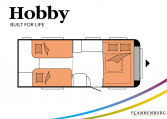 Hobby Prestige 560 WLU model 2022 Cannenburg plattegrond slapen bedden