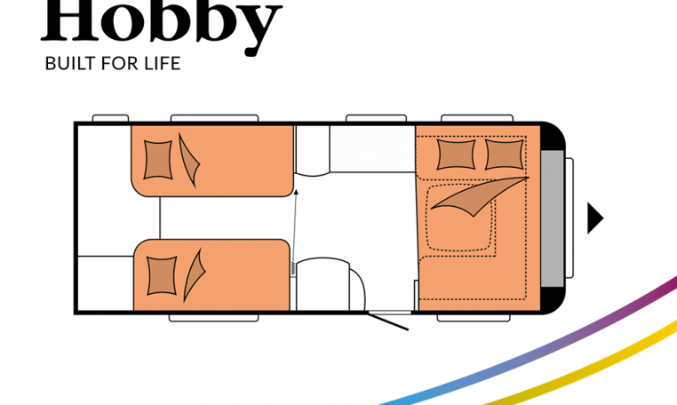 Hobby Prestige 560 WLU model 2022 Cannenburg plattegrond slapen bedden