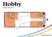 Hobby Prestige 620 CL model 2022 Cannenburg plattegrond slapen bedden