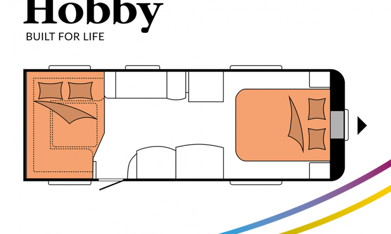 Hobby Prestige 650 UFf model 2022 Cannenburg Plattegrond slapen bedden