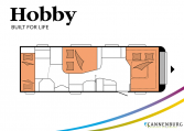 Hobby Prestige 720 KWFU model 2022 Cannenburg plattegrond slapen bedden