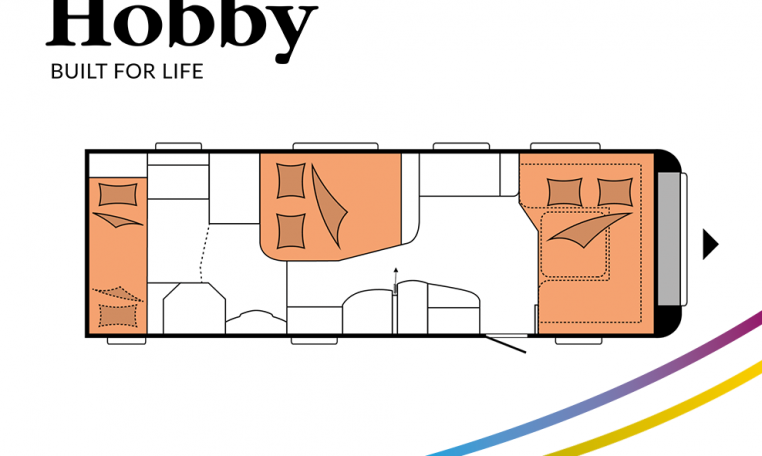 Hobby Prestige 720 KWFU model 2022 Cannenburg plattegrond slapen bedden