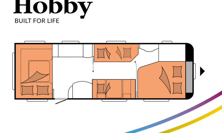 Hobby Prestige 720 UKFe model 2022 Cannenburg plattegrond slapen bedden