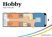 Hobby Prestige 720 WLC model 2022 Cannenburg plattegrond