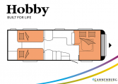 Hobby Prestige 720 WLC model 2022 Cannenburg plattegrond slapen bedden