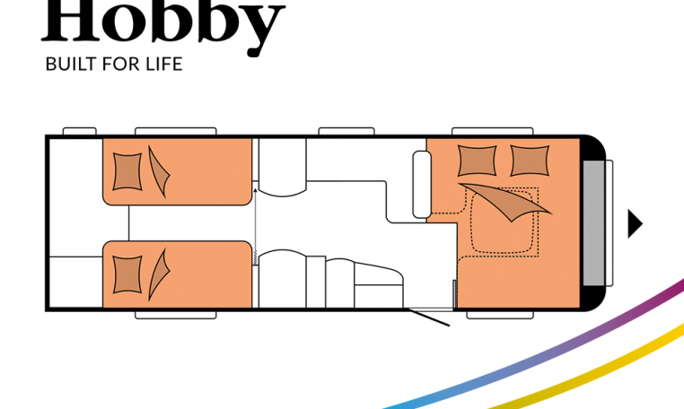 Hobby Prestige 720 WLC model 2022 Cannenburg plattegrond slapen bedden