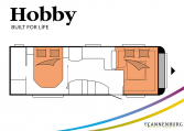 Hobby Prestige 720 WQC model 2022 Cannenburg plattegrond slapen bedden