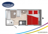 Plattegrond slapen bedden caravelair alba style 390 model 2022