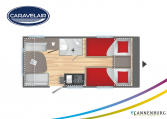 Plattegrond slapen caravelair Antares Titanium 450 model 2022