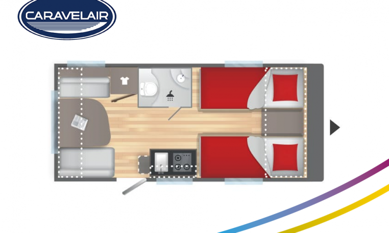 Plattegrond slapen caravelair Antares Titanium 450 model 2022