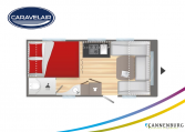 Plattegrond slapen caravelair Antares Titanium 455 model 2022