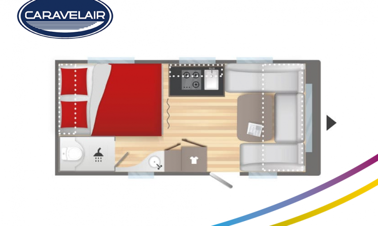 Plattegrond slapen caravelair Antares Titanium 455 model 2022