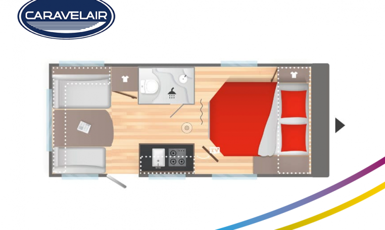 Plattegrond slapen caravelair Antares Titanium 470 model 2022