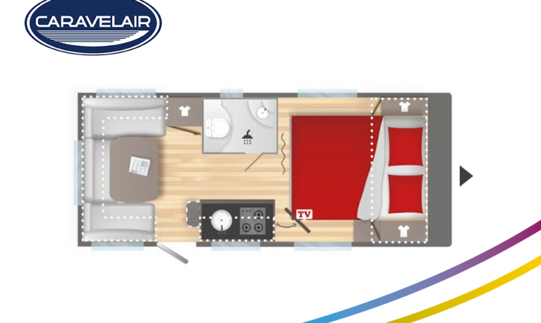 Plattegrond slapen caravelair Artica 490 model 2022