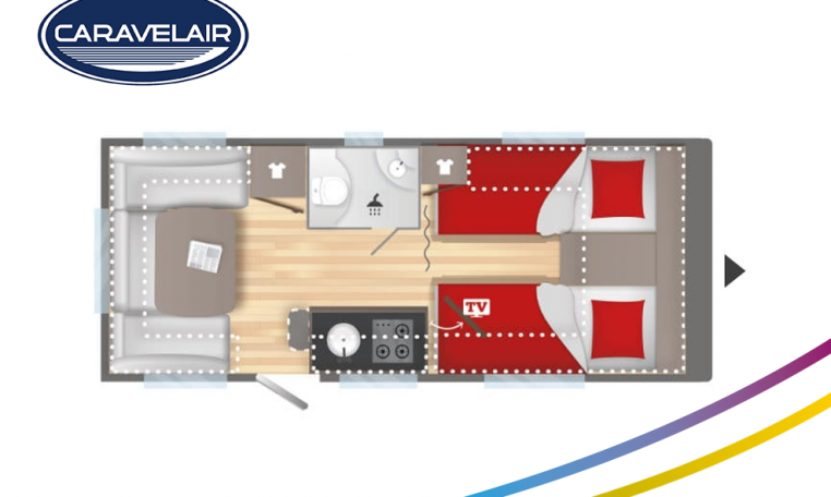 Plattegrond slapen caravelair Artica 492 model 2022