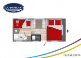 Plattegrond slapen caravelair alba style 497 model 2022