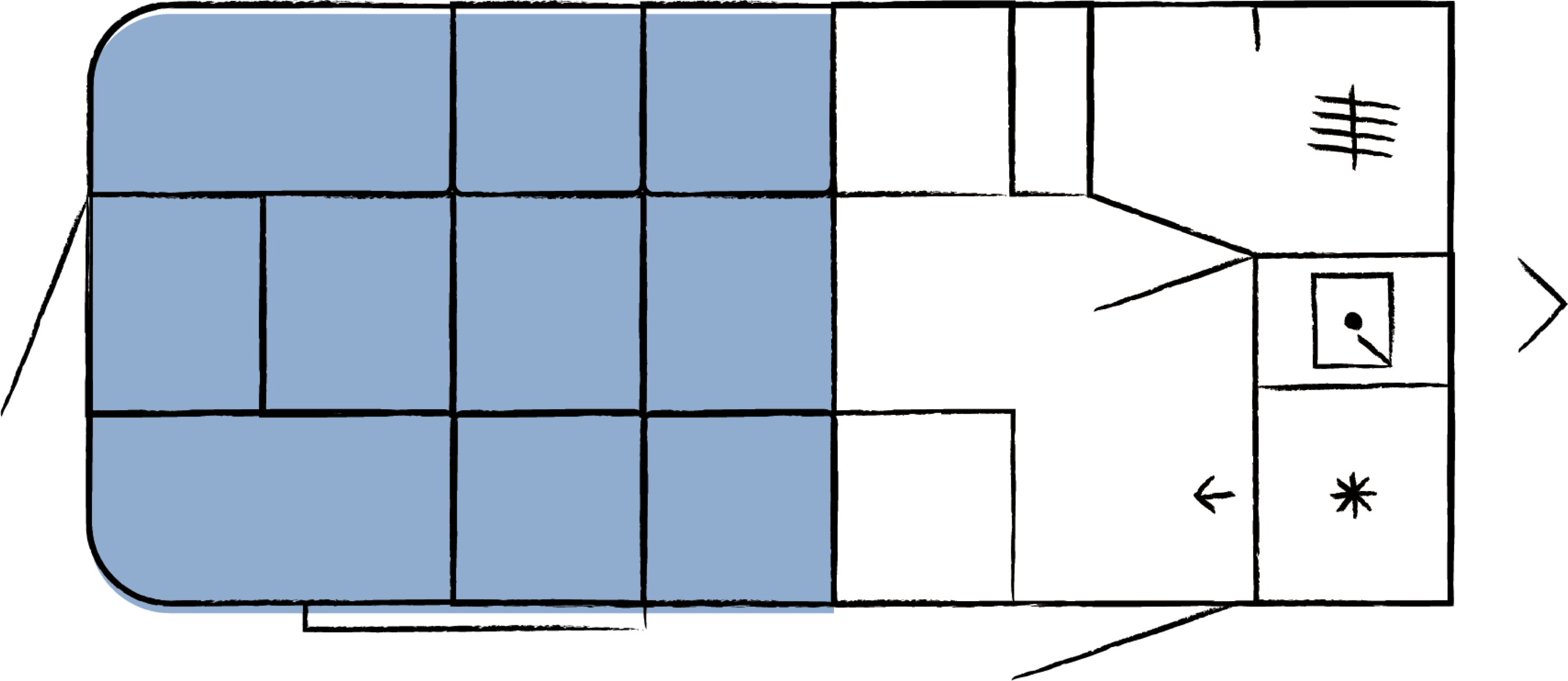 Layout 2023 Hobby Beachy 450 Nachtweergave