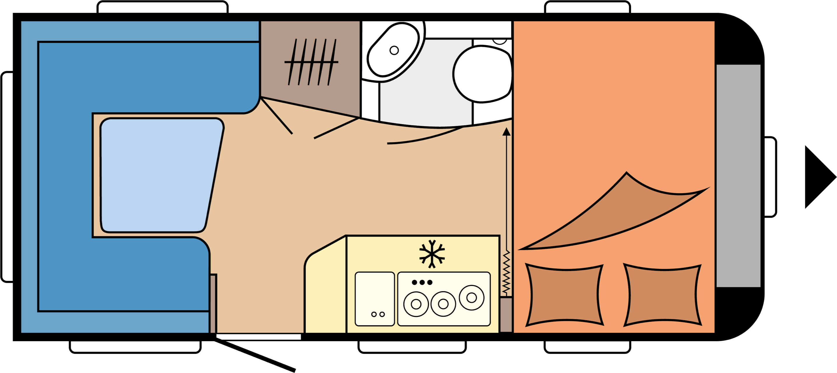 Layout 2023 Hobby De Luxe 455 UF Dagweergave