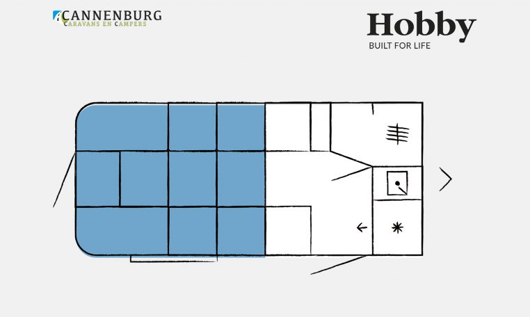 Hobby Beachy 450 model 2023 Layout Nachtweergave