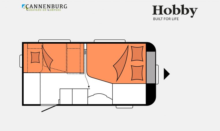 Hobby De Luxe 400 SFe model 2023 Layout Nachtweergave