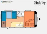 Hobby De Luxe 440 SF model 2023 Layout Dagweergave