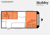 Hobby De Luxe 440 SF model 2023 Layout Nachtweergave