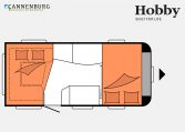 Hobby De Luxe 455 UF model 2023 Layout Nachtweergave