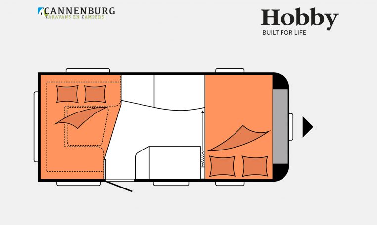 Hobby De Luxe 455 UF model 2023 Layout Nachtweergave