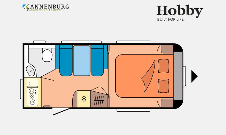 Hobby De Luxe 460 SFf model 2023 Layout Dagweergave