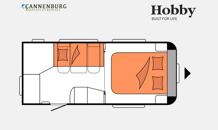 Hobby De Luxe 460 SFf model 2023 Layout Nachtweergave