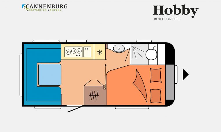 Hobby De Luxe 460 UFe model 2023 Layout Dagweergave