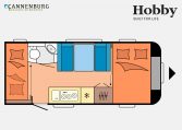 Hobby De Luxe 490 KMF model 2023 Layout Dagweergave