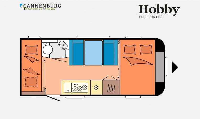 Hobby De Luxe 490 KMF model 2023 Layout Dagweergave