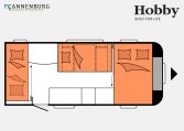 Hobby De Luxe 490 KMF model 2023 Layout Nachtweergave