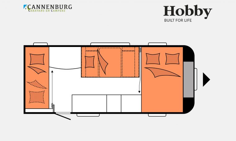 Hobby De Luxe 490 KMF model 2023 Layout Nachtweergave