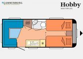 Hobby De Luxe 495 UL model 2023 Layout Dagweergave