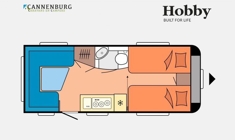 Hobby De Luxe 495 UL model 2023 Layout Dagweergave