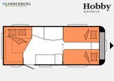 Hobby De Luxe 495 UL model 2023 Layout Nachtweergave