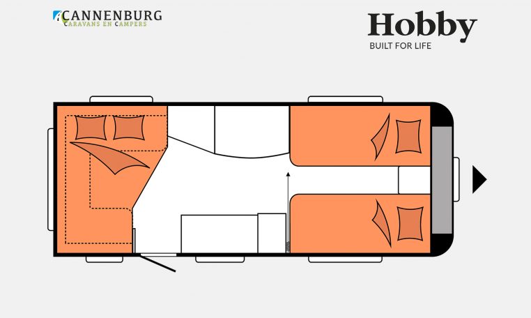 Hobby De Luxe 495 UL model 2023 Layout Nachtweergave