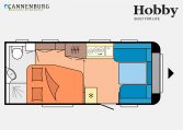 Hobby De Luxe 495 WFB model 2023 Layout Dagweergave