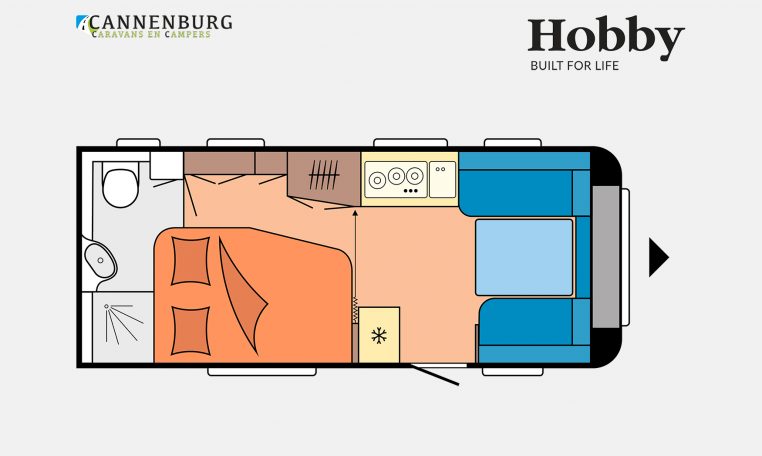 Hobby De Luxe 495 WFB model 2023 Layout Dagweergave