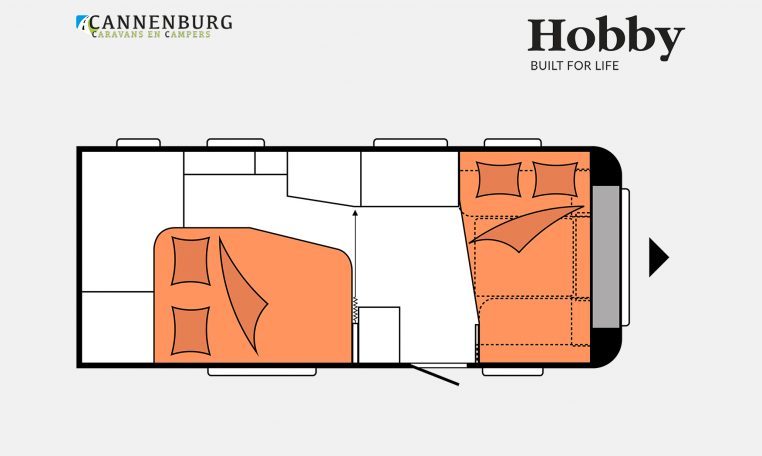 Hobby De Luxe 495 WFB model 2023 Layout Nachtweergave