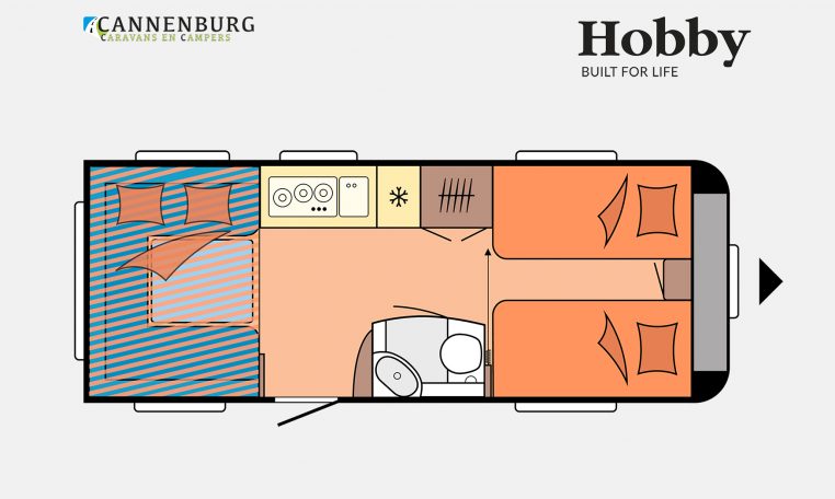 Hobby De Luxe 515 UHL model 2023 Layout Dagweergave